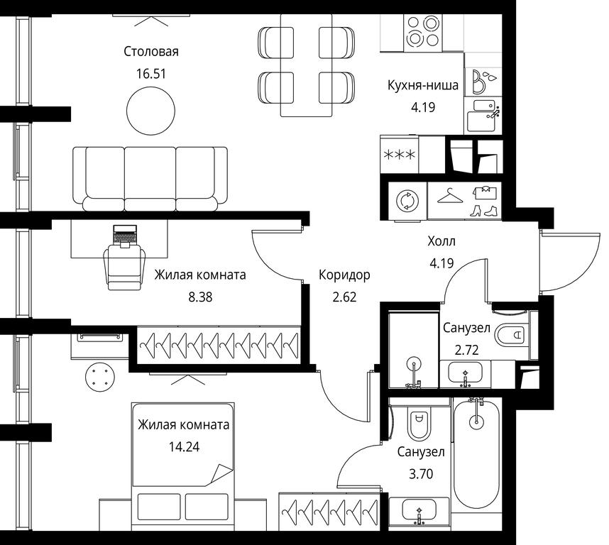 2-BD Apartment Sale, 56.55 sq. m. at City Bay, Volokolamskoye Highway, 95с3, Moscow, Russia #1 2-BD Apartment Sale, 56.55 sq. m. at City Bay, Volokolamskoye Highway, 95с3, Moscow, Russia #1