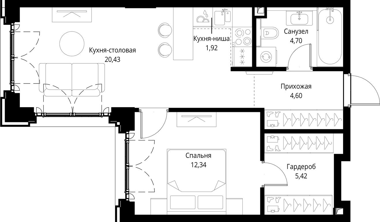 1-BD Apartment Sale, 49.41平方米 at City Bay, Volokolamskoye Highway, 95с3, Moscow, Russia #1 1-BD Apartment Sale, 49.41平方米 at City Bay, Volokolamskoye Highway, 95с3, Moscow, Russia #1