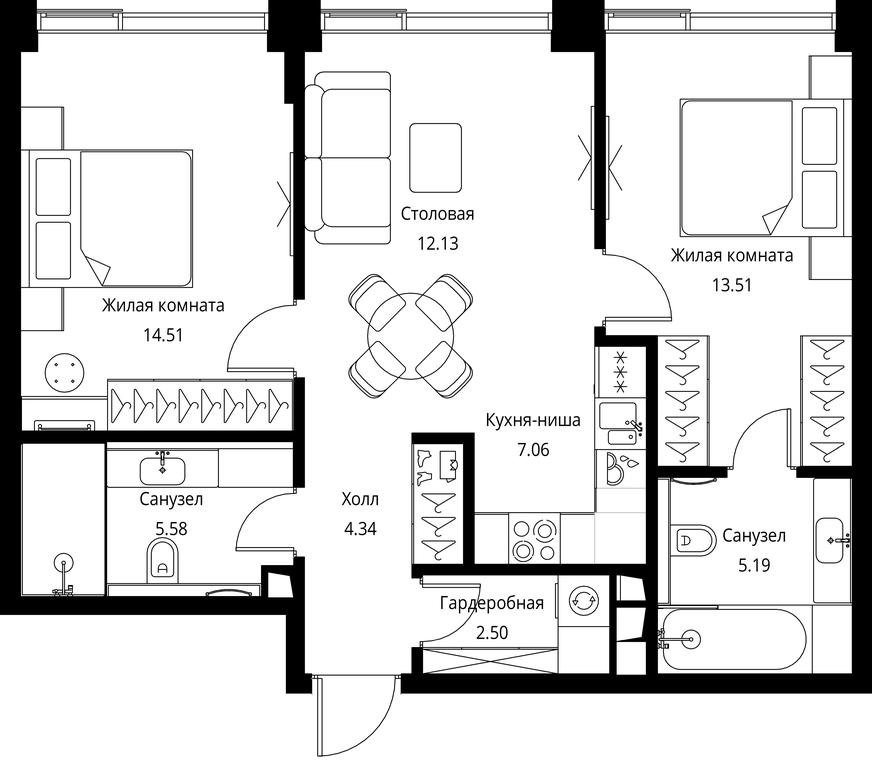 2-BD Apartment Sale, 64.82 sq. m. at City Bay, Volokolamskoye Highway, 95с3, Moscow, Russia #1 2-BD Apartment Sale, 64.82 sq. m. at City Bay, Volokolamskoye Highway, 95с3, Moscow, Russia #1