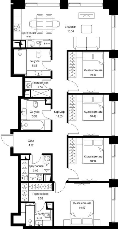 4-BD Apartment Sale, 111.07平方米 at City Bay, Volokolamskoye Highway, 95с3, Moscow, Russia #1