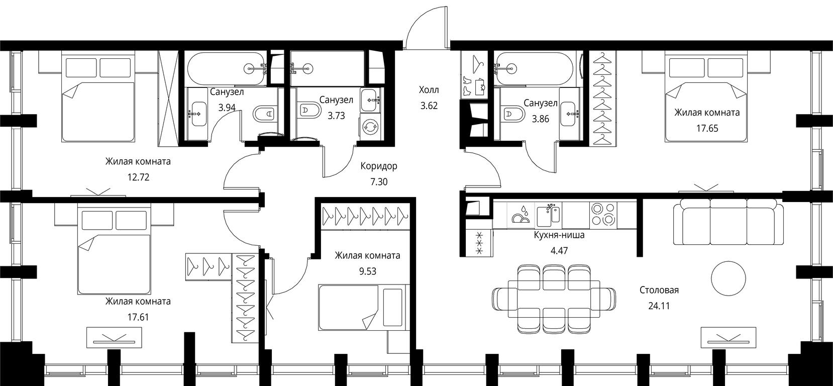 4-BD Apartment Sale, 108.54 sq. m. at City Bay, Volokolamskoye Highway, 95с3, Moscow, Russia #1