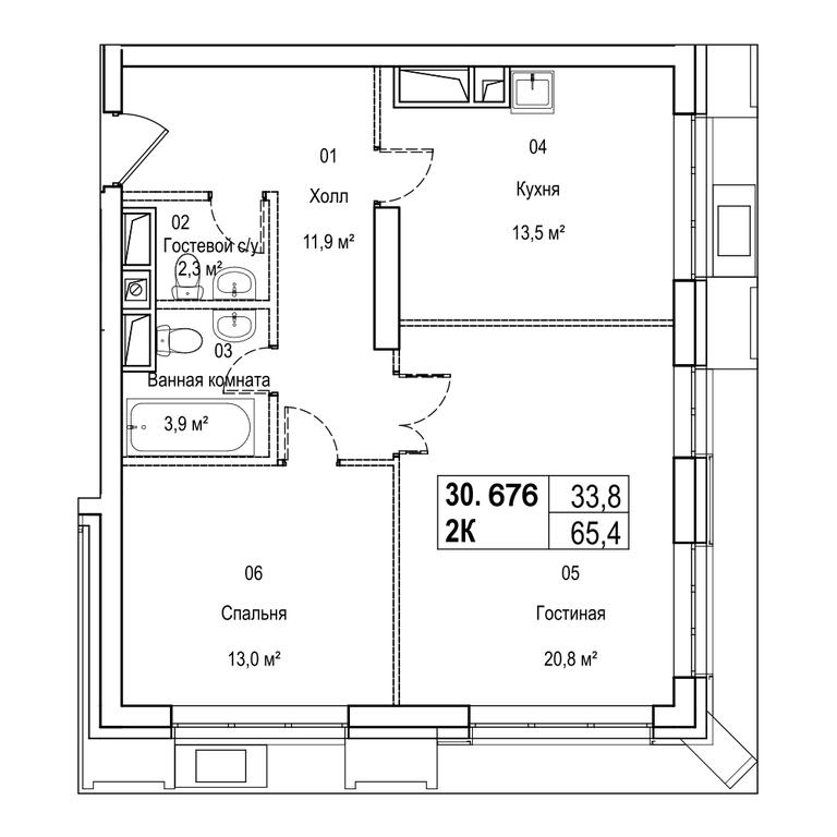 3-BD Apartment Sale, 84.4 sq. m. at Silver, Serebryakova Drive, 11к1, Moscow, Russia #1