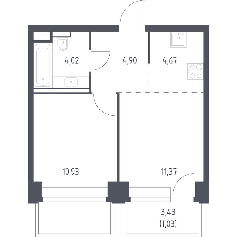 Apartment Sale, 36.92平方米 at Nova, Bratyev Fonchenko Street, вл21, Moscow, Russia #1 Apartment Sale, 36.92平方米 at Nova, Bratyev Fonchenko Street, вл21, Moscow, Russia #1