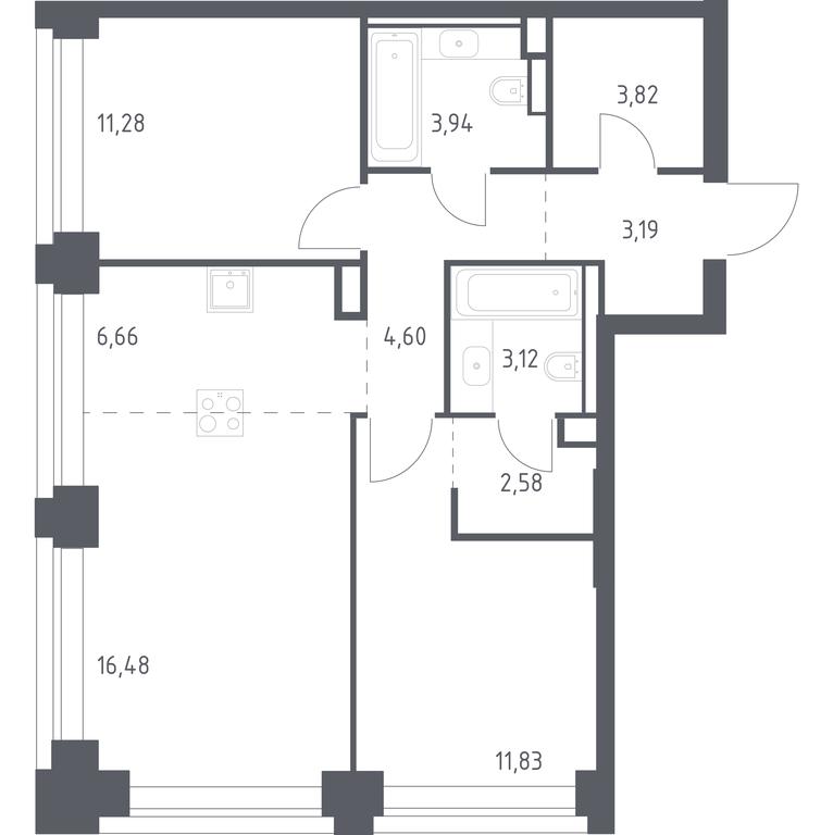 1-BD Apartment Sale, 67.5 sq. m. at Nova, Bratyev Fonchenko Street, вл21, Moscow, Russia #1 1-BD Apartment Sale, 67.5 sq. m. at Nova, Bratyev Fonchenko Street, вл21, Moscow, Russia #1