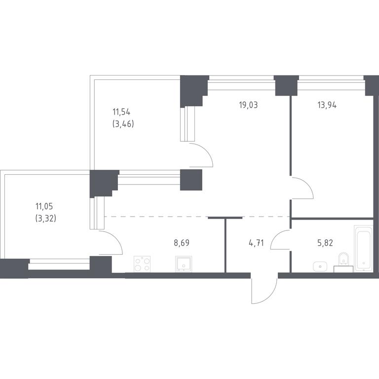 Apartment Sale, 58.97平方米 at Nova, Bratyev Fonchenko Street, вл21, Moscow, Russia #1 Apartment Sale, 58.97平方米 at Nova, Bratyev Fonchenko Street, вл21, Moscow, Russia #1