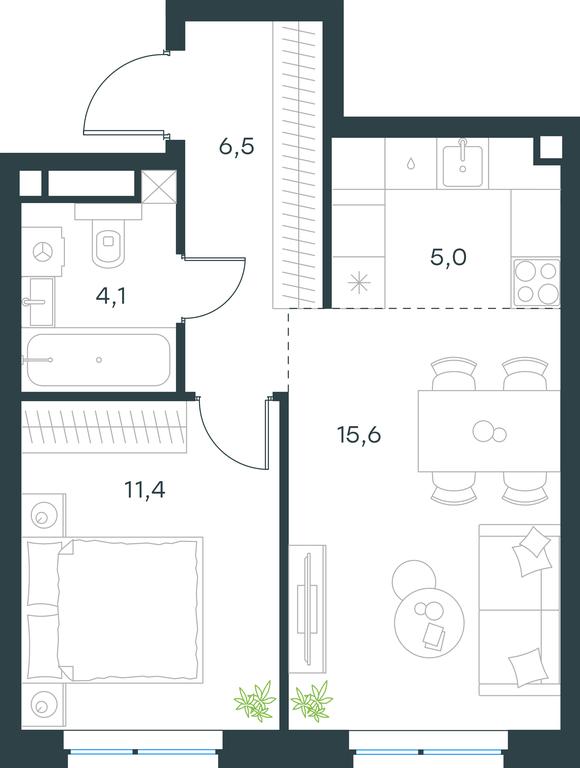 1-BD Apartment Sale, 42.6 sq. m. at Level Michurinskiy, Озёрная улица, вл1, Москва, Россия #1 1-BD Apartment Sale, 42.6 sq. m. at Level Michurinskiy, Озёрная улица, вл1, Москва, Россия #1