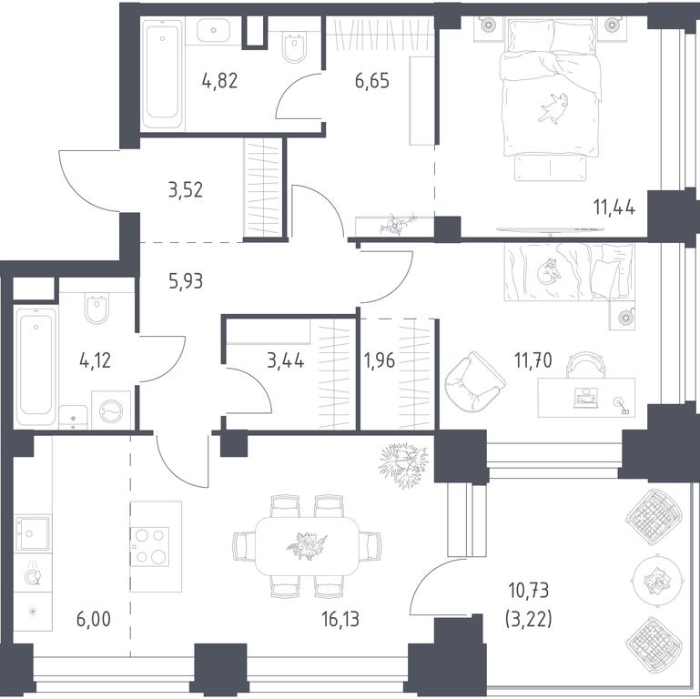 1-BD Apartment Sale, 78.93 sq. m. at Nova, Bratyev Fonchenko Street, вл21, Moscow, Russia #1 1-BD Apartment Sale, 78.93 sq. m. at Nova, Bratyev Fonchenko Street, вл21, Moscow, Russia #1