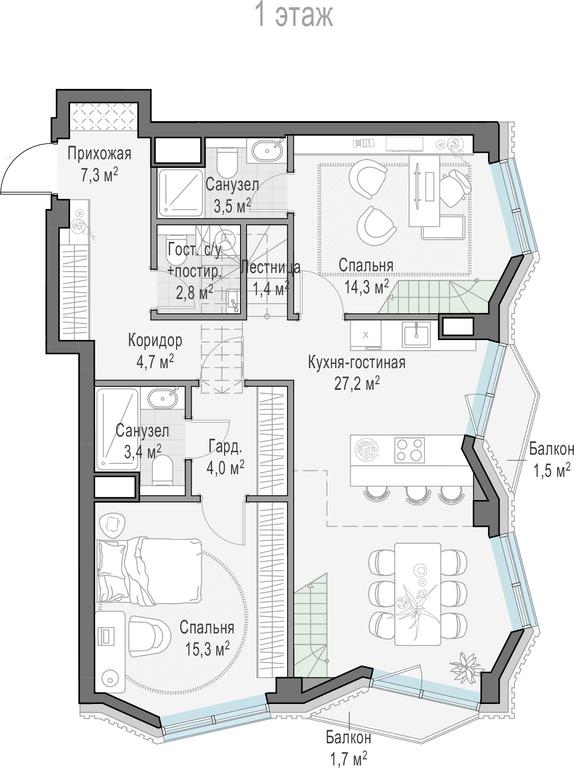 2-BD Apartment Sale, 115.5 sq. m. at Tishinskiy bulvar, Gruzinsky Val Street, 10, Moscow, Russia #1