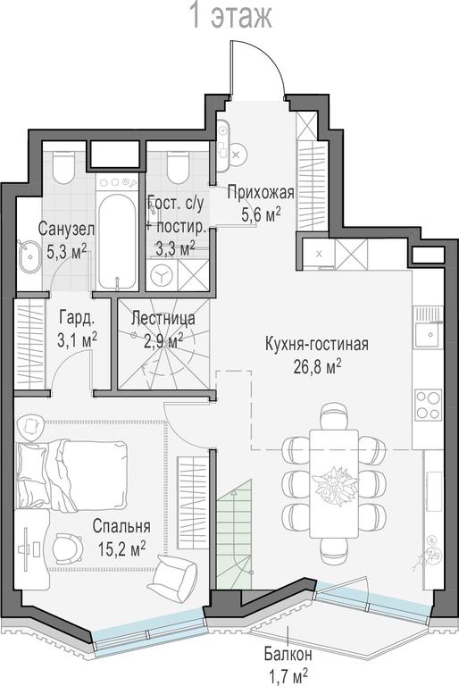 1-BD Apartment Sale, 86.6 sq. m. at Tishinskiy bulvar, Gruzinsky Val Street, 10, Moscow, Russia #1