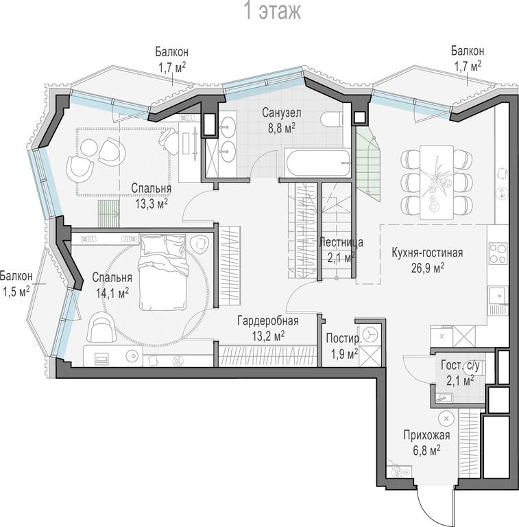 3-BD Apartment Sale, 127.2平方米 at Tishinskiy bulvar, Gruzinsky Val Street, 10, Moscow, Russia #1 3-BD Apartment Sale, 127.2平方米 at Tishinskiy bulvar, Gruzinsky Val Street, 10, Moscow, Russia #1
