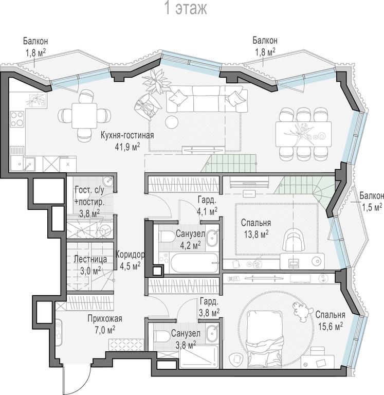 4-BD Apartment Sale, 146.3 sq. m. at Tishinskiy bulvar, Gruzinsky Val Street, 10, Moscow, Russia #1