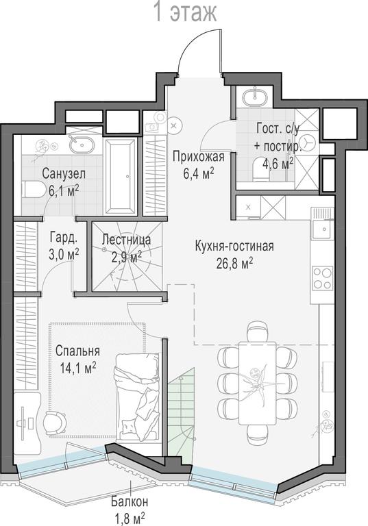 1-BD Apartment Sale, 88.7 sq. m. at Tishinskiy bulvar, Gruzinsky Val Street, 10, Moscow, Russia #1 1-BD Apartment Sale, 88.7 sq. m. at Tishinskiy bulvar, Gruzinsky Val Street, 10, Moscow, Russia #1