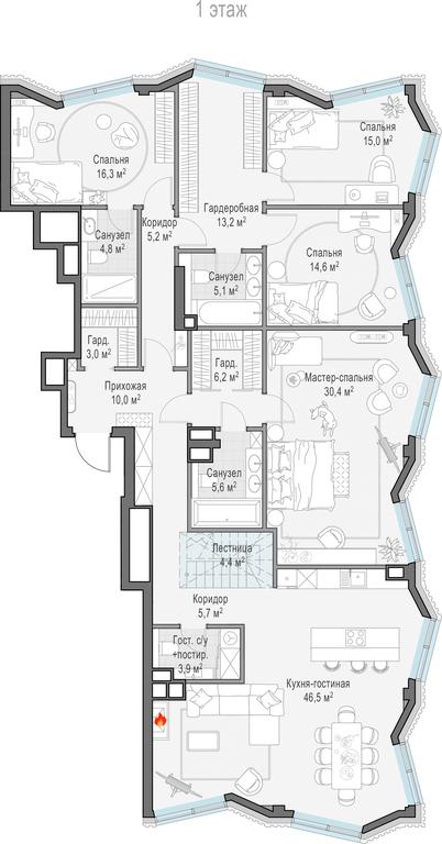 5-BD Apartment Sale, 190.3 sq. m. at Tishinskiy bulvar, Gruzinsky Val Street, 10, Moscow, Russia #1 5-BD Apartment Sale, 190.3 sq. m. at Tishinskiy bulvar, Gruzinsky Val Street, 10, Moscow, Russia #1