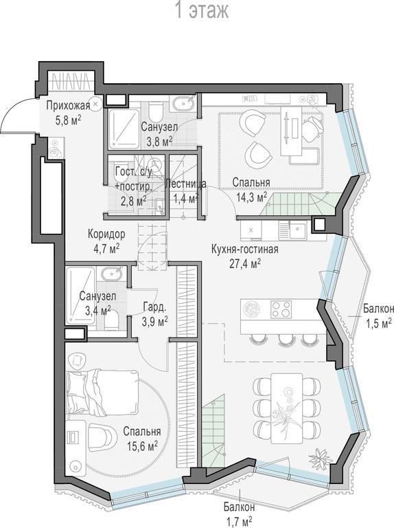2-BD Apartment Sale, 118 sq. m. at Tishinskiy bulvar, Gruzinsky Val Street, 10, Moscow, Russia #1