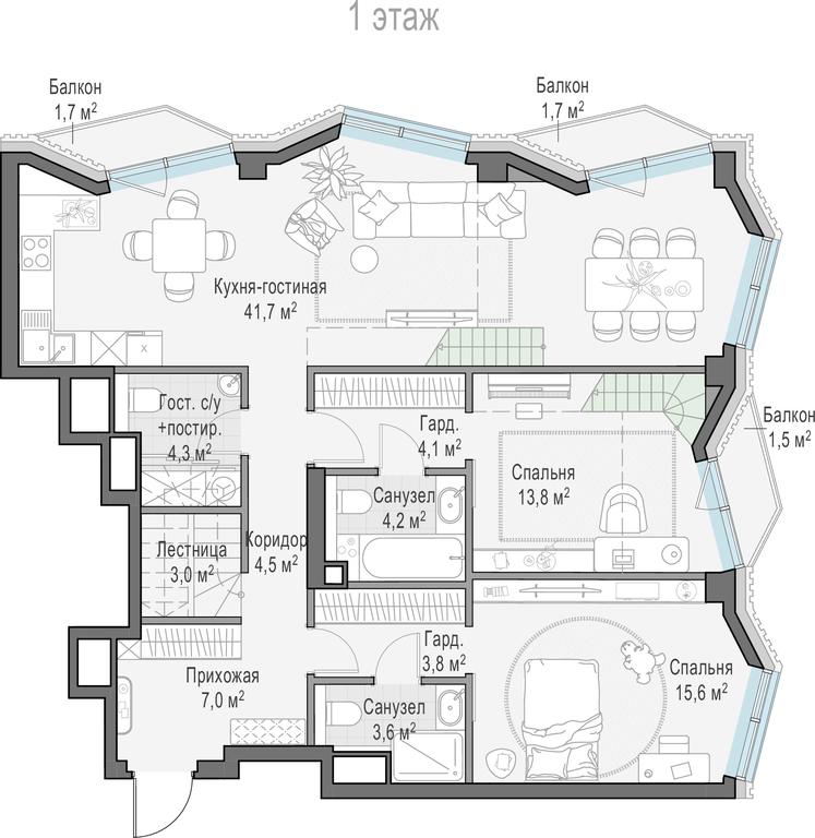 4-BD Apartment Sale, 145.8 sq. m. at Tishinskiy bulvar, Gruzinsky Val Street, 10, Moscow, Russia #1