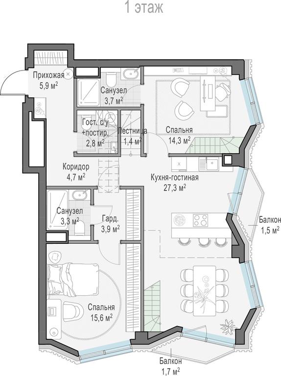 2-BD Apartment Sale, 117.1 sq. m. at Tishinskiy bulvar, Gruzinsky Val Street, 10, Moscow, Russia #1