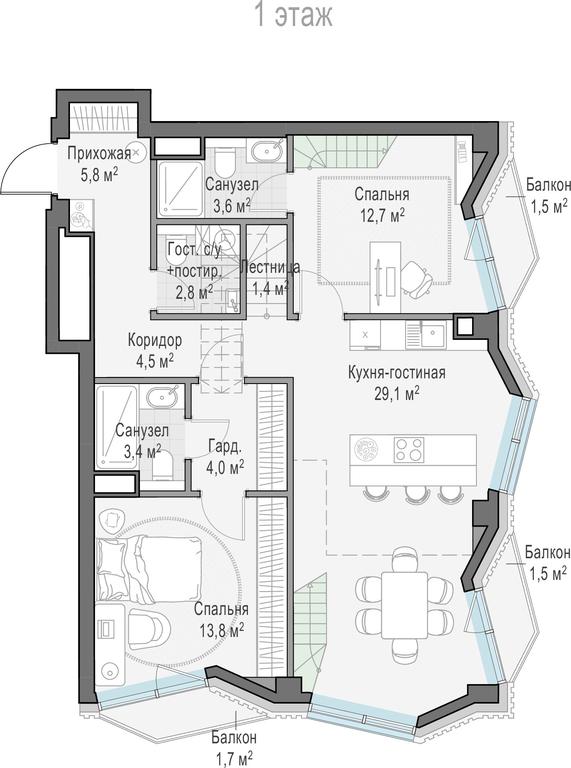 2-BD Apartment Sale, 112.5 sq. m. at Tishinskiy bulvar, Gruzinsky Val Street, 10, Moscow, Russia #1 2-BD Apartment Sale, 112.5 sq. m. at Tishinskiy bulvar, Gruzinsky Val Street, 10, Moscow, Russia #1