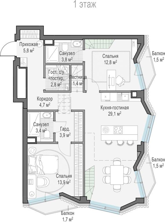 2-BD Apartment Sale, 112.8 sq. m. at Tishinskiy bulvar, Gruzinsky Val Street, 10, Moscow, Russia #1 2-BD Apartment Sale, 112.8 sq. m. at Tishinskiy bulvar, Gruzinsky Val Street, 10, Moscow, Russia #1