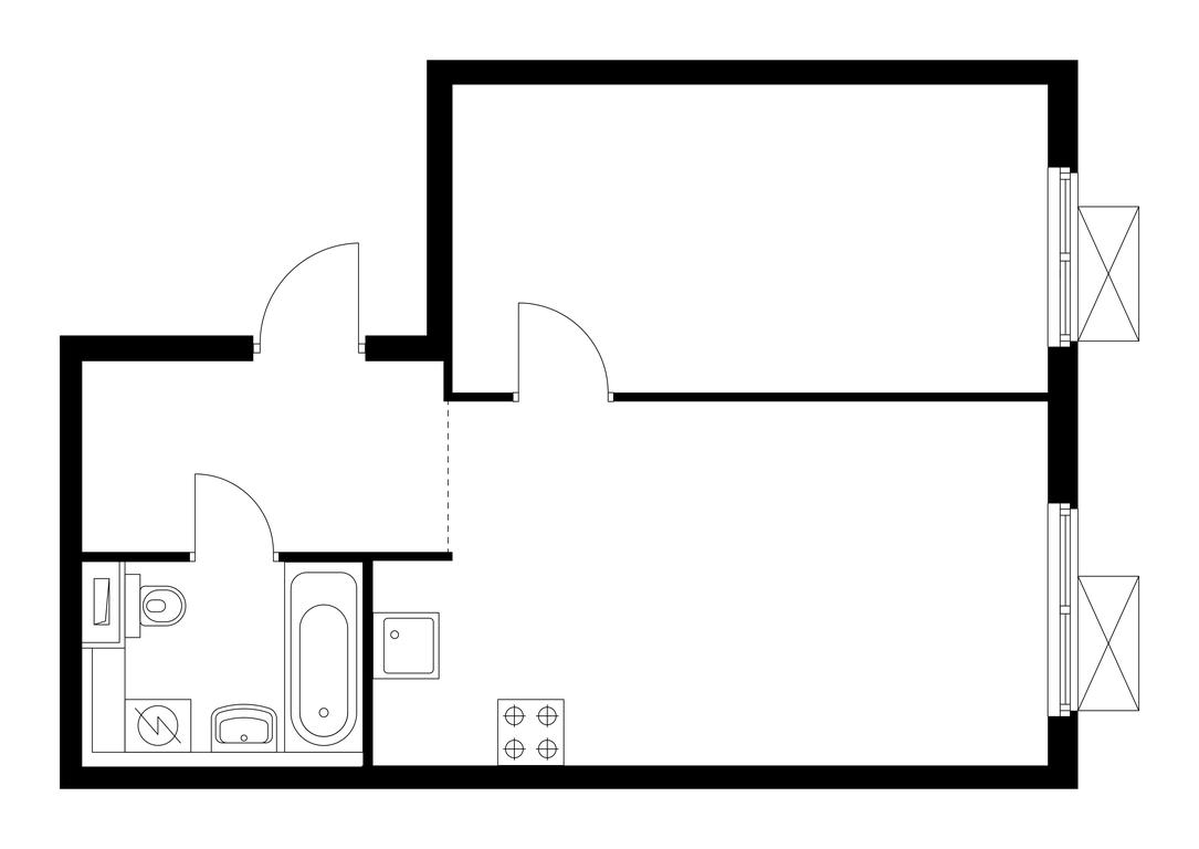 1-BD Apartment Sale, 42.3 sq. m. at Vtoroy Nagatinskiy, 2nd Nagatinsky Drive, 2к1, Moscow, Russia #1