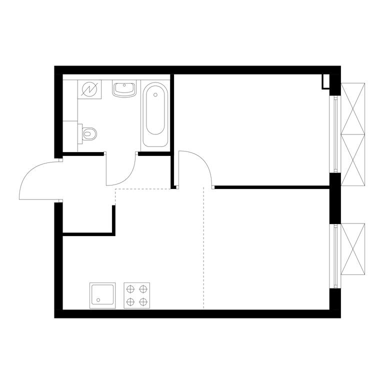 1-BD Apartment Sale, 32.3 sq. m. at Ilinskie Luga, Zapovednaya Street, 1, posyolok Ilyinskoye-Usovo, Krasnogorsk City District, Moscow Region, Russia #1