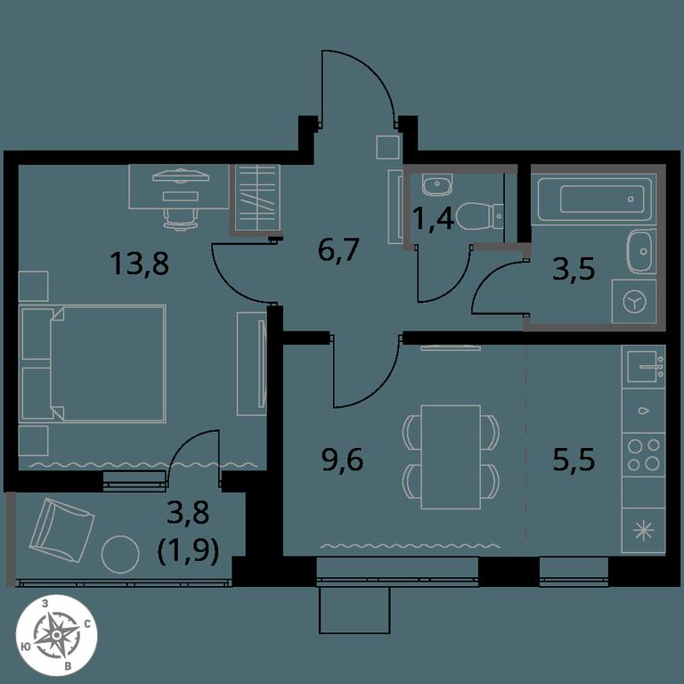2-BD Apartment Sale, 42.4 sq. m. at Pervy Yuzhny, zhiloy kompleks Pervy Yuzhny, Leninskiy City District, Moscow Region, Russia #1 2-BD Apartment Sale, 42.4 sq. m. at Pervy Yuzhny, zhiloy kompleks Pervy Yuzhny, Leninskiy City District, Moscow Region, Russia #1
