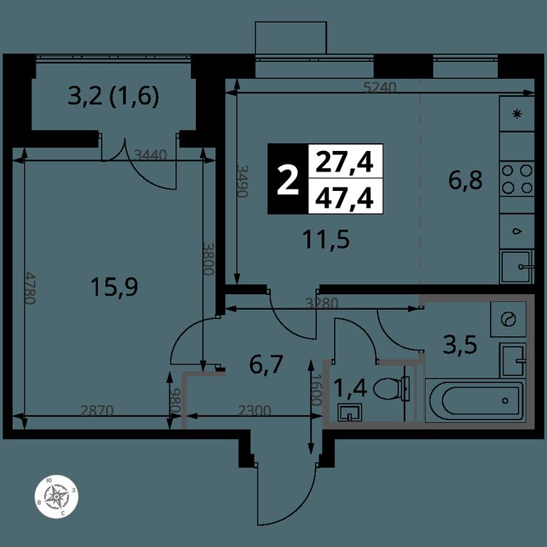 2-BD Apartment Sale, 47.4 sq. m. at Pervy Yuzhny, zhiloy kompleks Pervy Yuzhny, Leninskiy City District, Moscow Region, Russia #1 2-BD Apartment Sale, 47.4 sq. m. at Pervy Yuzhny, zhiloy kompleks Pervy Yuzhny, Leninskiy City District, Moscow Region, Russia #1