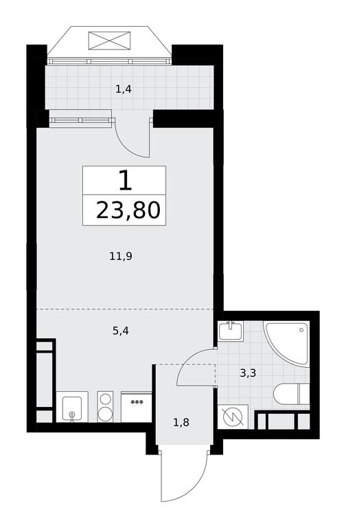 Apartment Sale, 23.7 sq. m. at Buninskie Kvartaly, Akademika Semyonova Street, 22, Moscow, Russia #1 Apartment Sale, 23.7 sq. m. at Buninskie Kvartaly, Akademika Semyonova Street, 22, Moscow, Russia #1