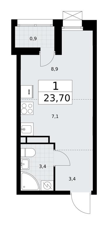 Apartment Sale, 23.7 sq. m. at Buninskie Kvartaly, Akademika Semyonova Street, 22, Moscow, Russia #2
