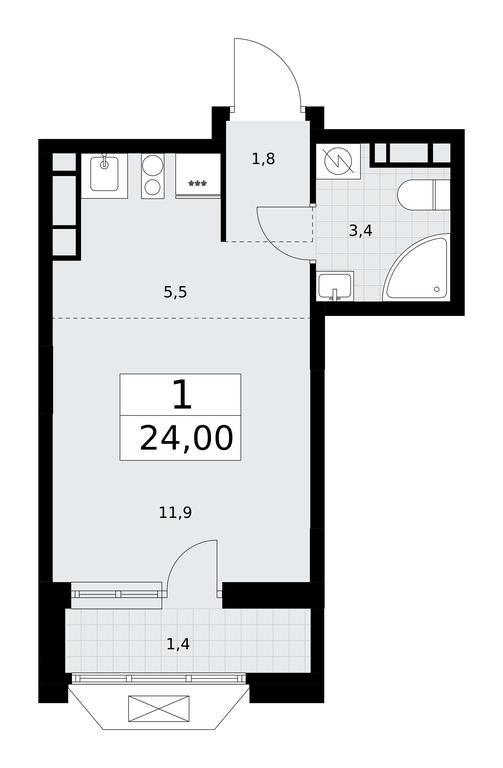 Apartment Sale, 23.9 sq. m. at Buninskie Kvartaly, Akademika Semyonova Street, 22, Moscow, Russia #1