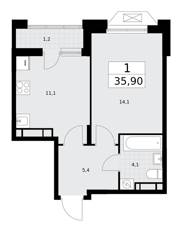 Apartment Sale, 35.6平方米 at Buninskie Kvartaly, Akademika Semyonova Street, 22, Moscow, Russia #1