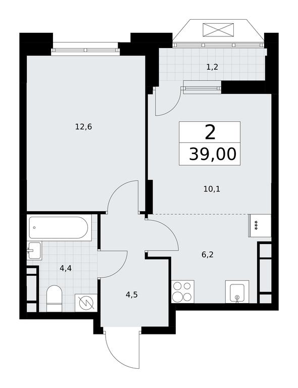 1-BD Apartment Sale, 38.8平方米 at Buninskie Kvartaly, Akademika Semyonova Street, 22, Moscow, Russia #1
