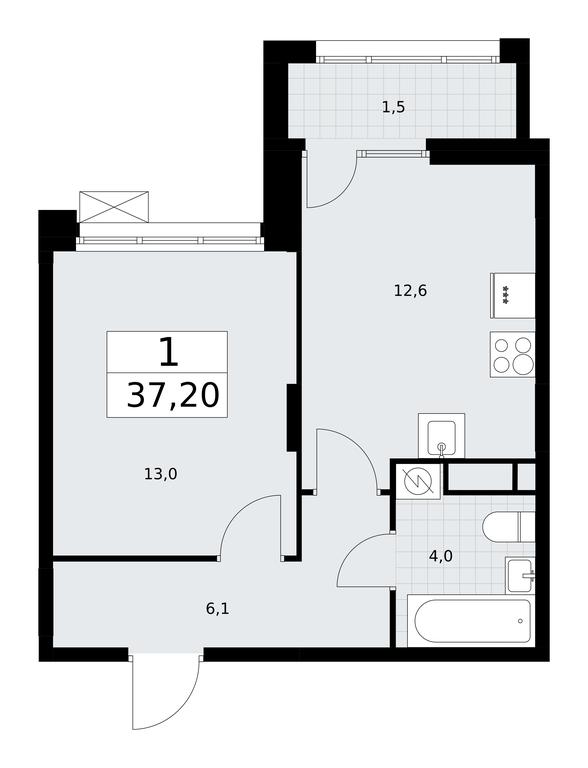 Apartment Sale, 37.2平方米 at Buninskie Kvartaly, Akademika Semyonova Street, 22, Moscow, Russia #2