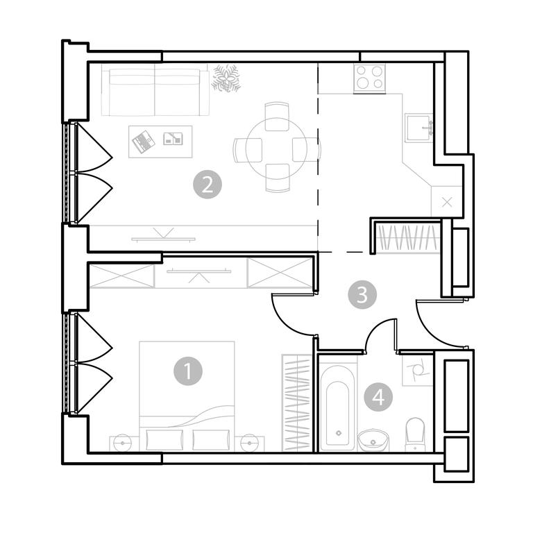 1-BD Apartment Sale, 50.03 sq. m. at EvoPark Sokolniki, Poteshnaya Street, Moscow, Russia #2 1-BD Apartment Sale, 50.03 sq. m. at EvoPark Sokolniki, Poteshnaya Street, Moscow, Russia #2