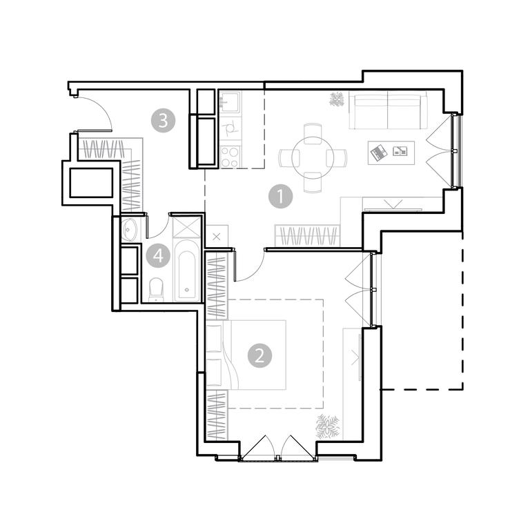 1-BD Apartment Sale, 56.89 sq. m. at EvoPark Sokolniki, Poteshnaya Street, Moscow, Russia #2