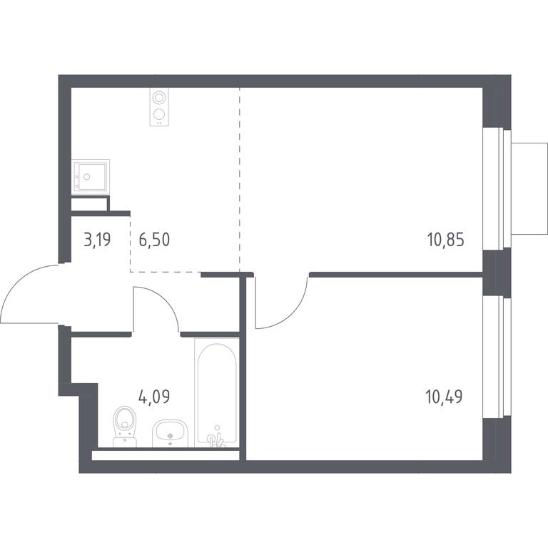 Apartment Sale, 35.12 sq. m. at Novoe Vidnoe, Kalinovka Village, Leninskiy City District, Moscow Region, Russia #1