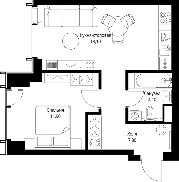 1-BD Apartment Sale, 41.9平方米 at VEER, Vereyskaya Street, Moscow, Russia #1 1-BD Apartment Sale, 41.9平方米 at VEER, Vereyskaya Street, Moscow, Russia #1