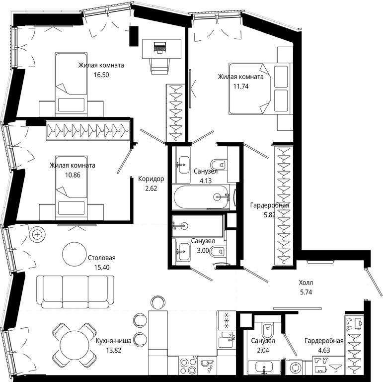3-BD Apartment Sale, 96.24平方米 at Mod, 4th Maryinoy Roschi Street, 12с9, Moscow, Russia #2 3-BD Apartment Sale, 96.24平方米 at Mod, 4th Maryinoy Roschi Street, 12с9, Moscow, Russia #2