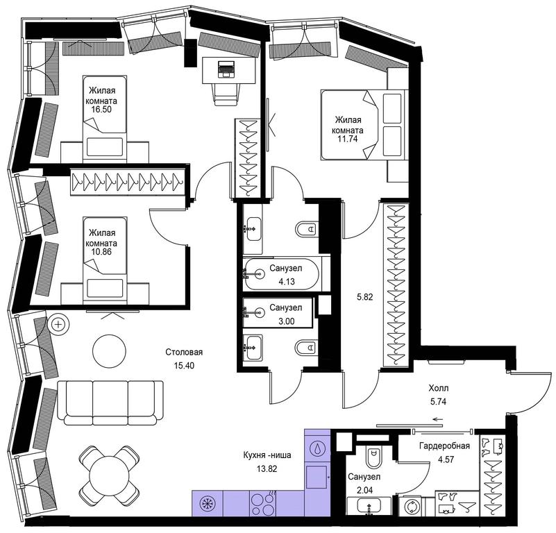 3-BD Apartment Sale, 96.24平方米 at Mod, 4th Maryinoy Roschi Street, 12с9, Moscow, Russia #1 3-BD Apartment Sale, 96.24平方米 at Mod, 4th Maryinoy Roschi Street, 12с9, Moscow, Russia #1