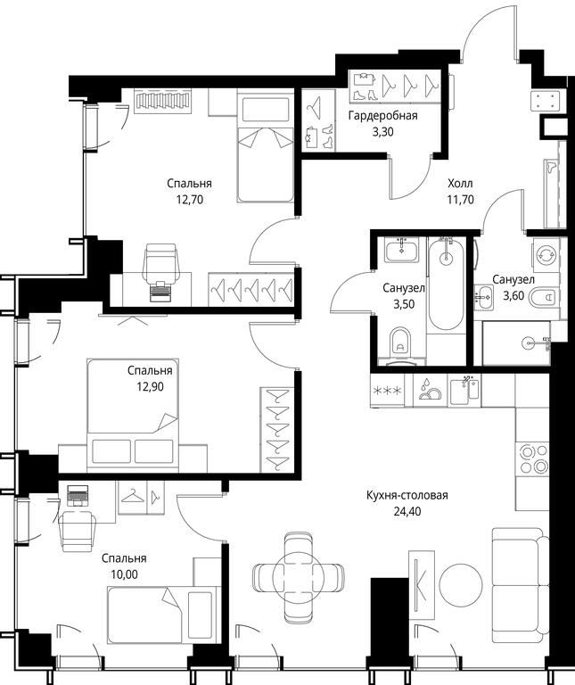 3-BD Apartment Sale, 82.1 sq. m. at VEER, Vereyskaya Street, Moscow, Russia #1 3-BD Apartment Sale, 82.1 sq. m. at VEER, Vereyskaya Street, Moscow, Russia #1