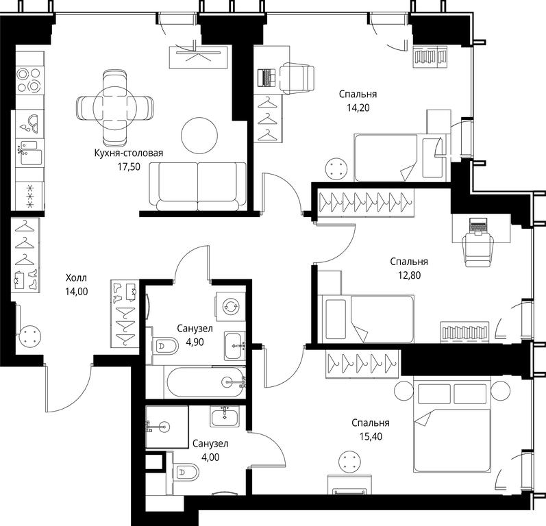 3-BD Apartment Sale, 82.8平方米 at VEER, Vereyskaya Street, Moscow, Russia #1 3-BD Apartment Sale, 82.8平方米 at VEER, Vereyskaya Street, Moscow, Russia #1