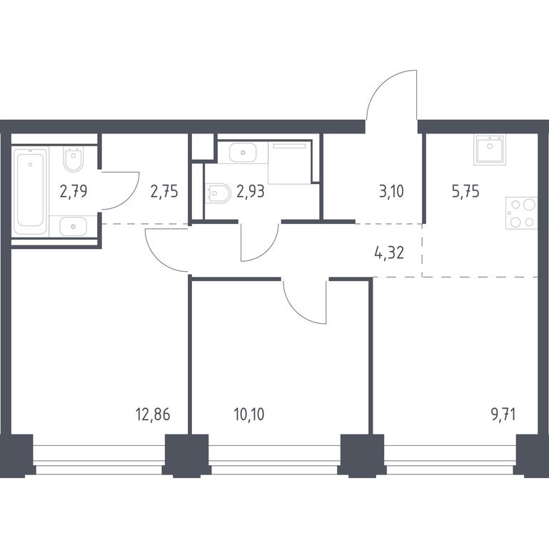 1-BD Apartment Sale, 54.31平方米 at Nova, Bratyev Fonchenko Street, вл21, Moscow, Russia #1 1-BD Apartment Sale, 54.31平方米 at Nova, Bratyev Fonchenko Street, вл21, Moscow, Russia #1