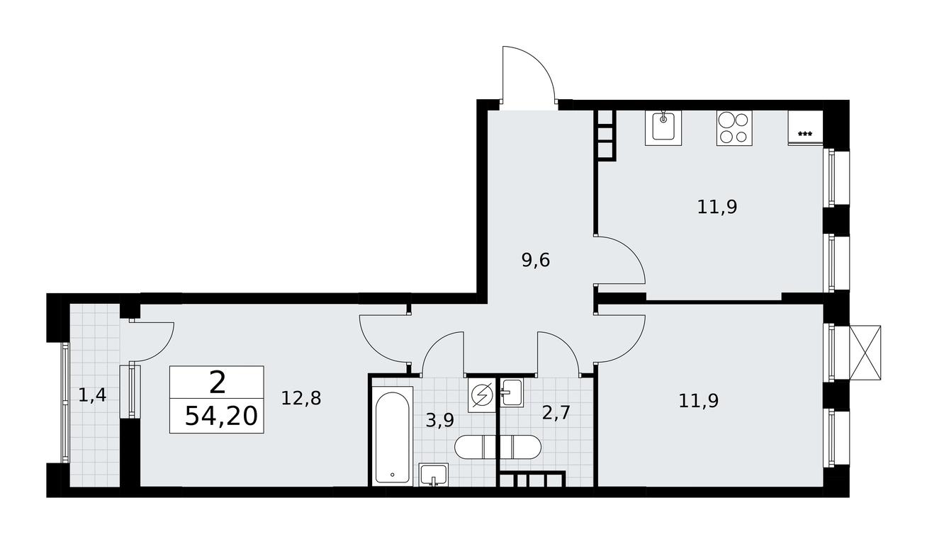 1-BD Apartment Sale, 53.9 sq. m. at Buninskie Kvartaly, Akademika Semyonova Street, 22, Moscow, Russia #1