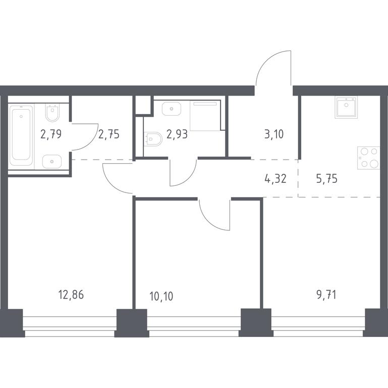 1-BD Apartment Sale, 54.31 sq. m. at Nova, Bratyev Fonchenko Street, вл21, Moscow, Russia #1 1-BD Apartment Sale, 54.31 sq. m. at Nova, Bratyev Fonchenko Street, вл21, Moscow, Russia #1