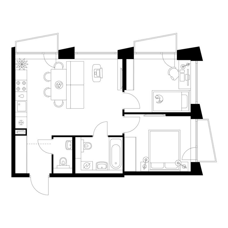 2-BD Apartment Sale, 51.1 sq. m. at Businovskiy Park, Izhorskaya Street, 6с5, Moscow, Russia #1