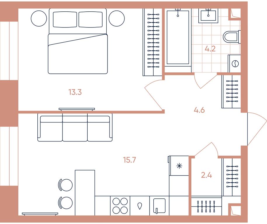 1-BD Apartment Sale, 40.2平方米 at Era, Derbenevskaya Street, Moscow, Russia #1 1-BD Apartment Sale, 40.2平方米 at Era, Derbenevskaya Street, Moscow, Russia #1