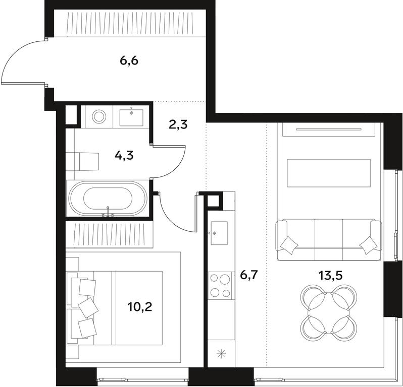 Apartment Sale, 43.6 sq. m. at Alia, Lyotnaya Street, 95Бк2, Moscow, Russia #1
