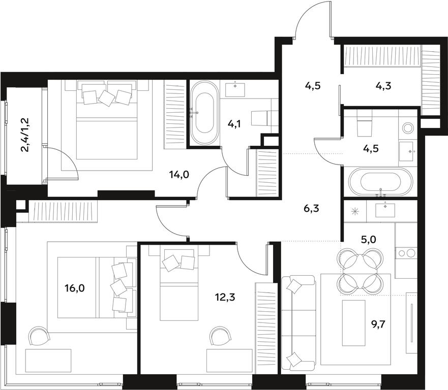 2-BD Apartment Sale, 81.9 sq. m. at Alia, Lyotnaya Street, 95Бк2, Moscow, Russia #1 2-BD Apartment Sale, 81.9 sq. m. at Alia, Lyotnaya Street, 95Бк2, Moscow, Russia #1