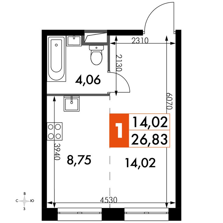 Apartment Sale, 26.83 sq. m. at Dvizhenie. Govorovo, Центральная улица, 47, деревня Говорово, поселение Московский, Москва, Россия #1