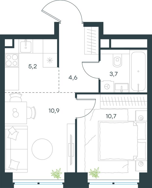 1-BD Apartment Sale, 35.1 sq. m. at Level Zvenigorodskaya, 3rd Silikatny Drive, 6к1, Moscow, Russia #1