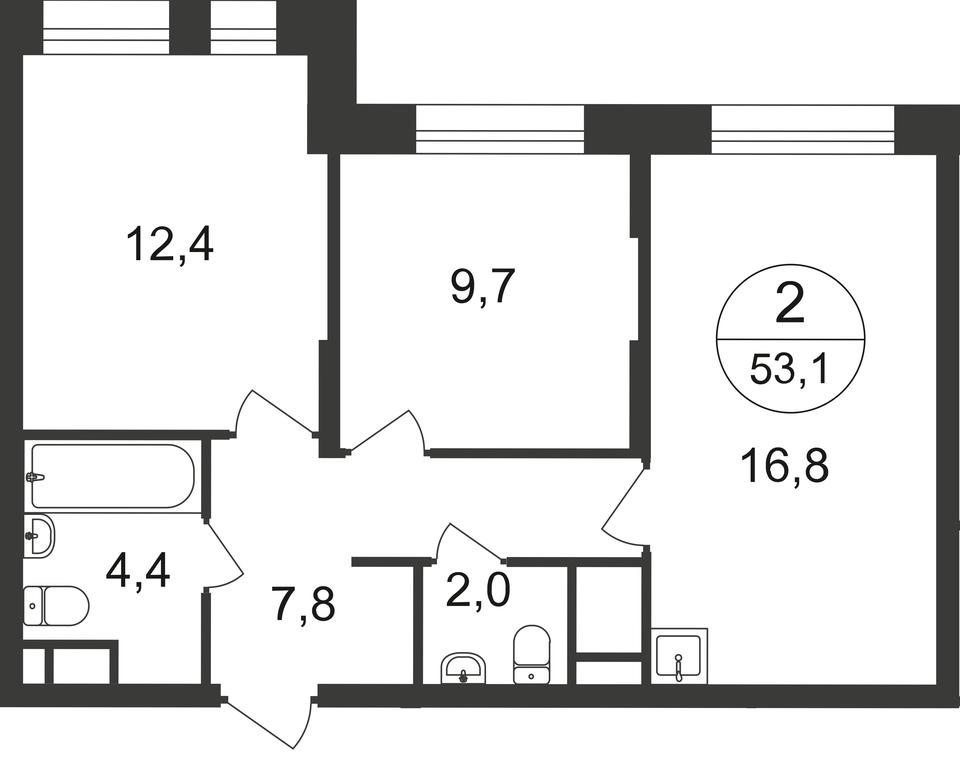 2-BD Apartment Sale, 53.1平方米 at Pervyi Moskovskiy, ulitsa Bianki, 1, Moskovskiy, Moscow, Russia #1 2-BD Apartment Sale, 53.1平方米 at Pervyi Moskovskiy, ulitsa Bianki, 1, Moskovskiy, Moscow, Russia #1